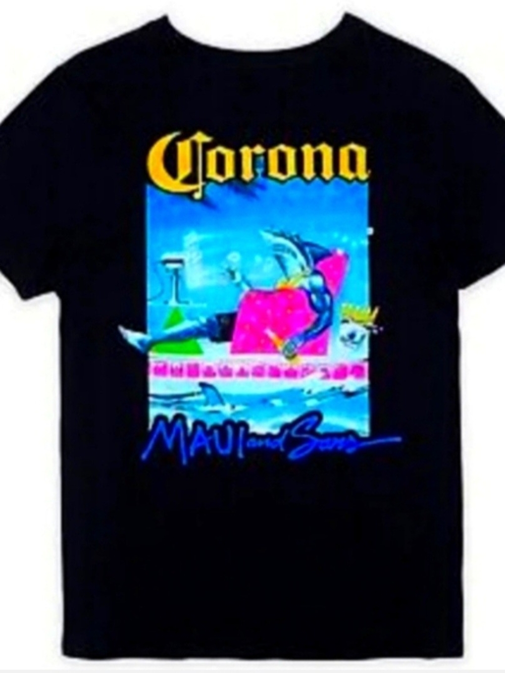Corona/ Maui And Sons Limited Edition Black Tee- New In Sealed Package
